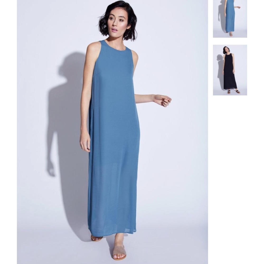 Noel Asmar steel blue slip dress
